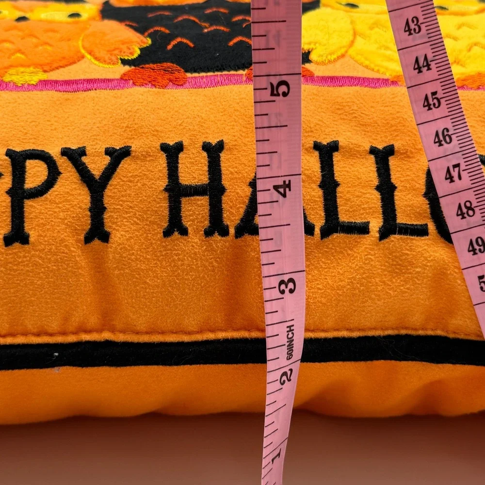The Midnight Market Embroidered Halloween Owls Lumbar Accent Pillow Orange 11x17